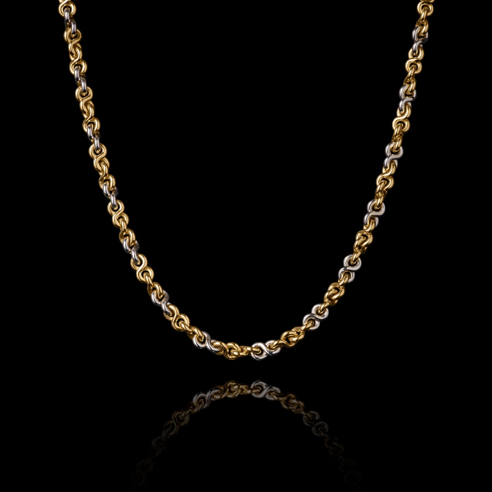 A  Handmade 18 carat Yellow Gold & Platinum Chain