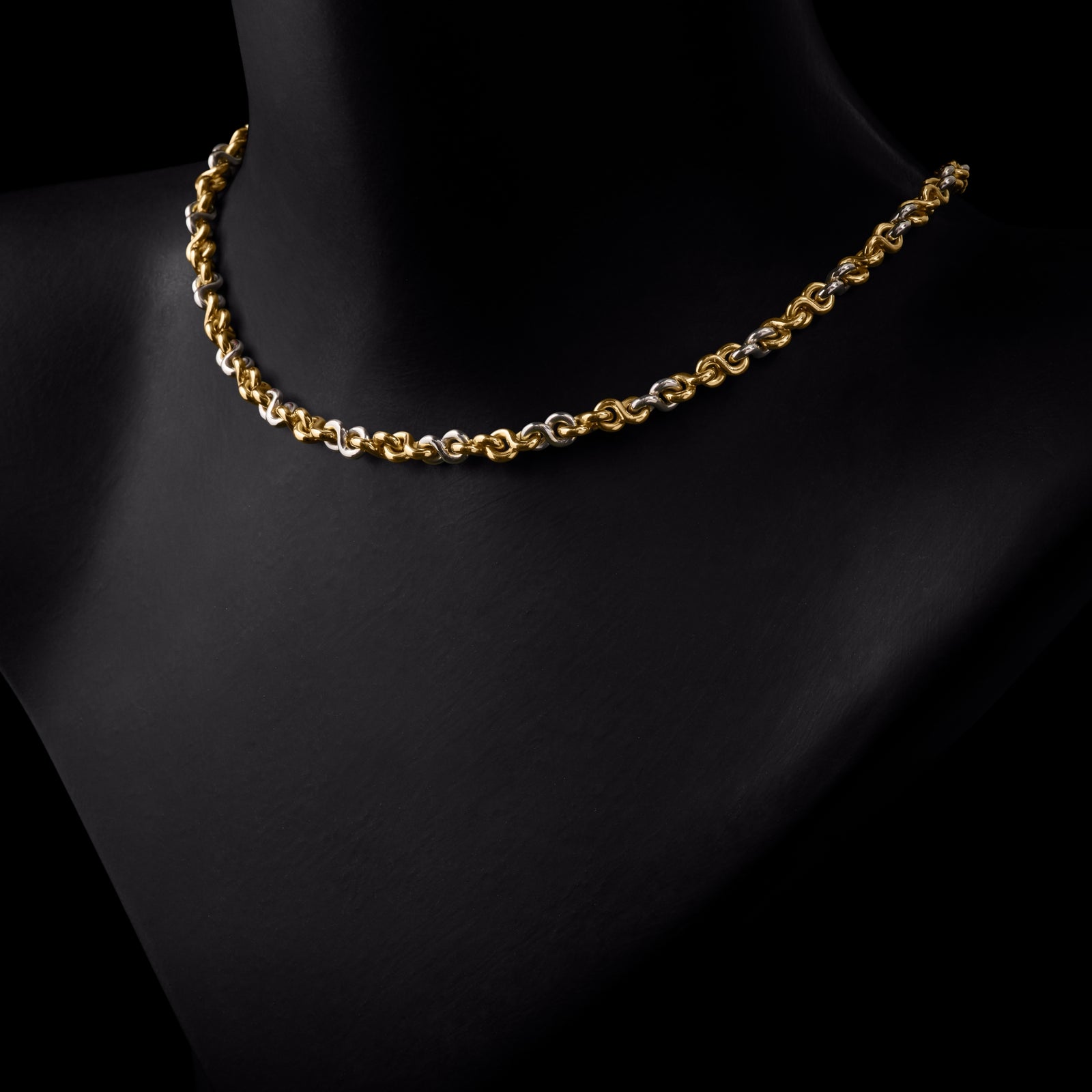 A  Handmade 18 carat Yellow Gold & Platinum Chain
