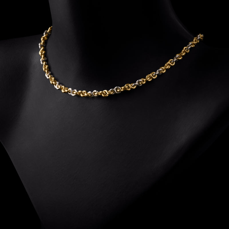 A  Handmade 18 carat Yellow Gold & Platinum Chain