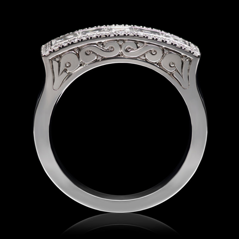 An All Diamond Carree Half Hoop Ring with Diamond Surround