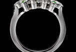 A Cousins Diamond Five Stone Half Hoop Ring with Demantoid Garnet Points