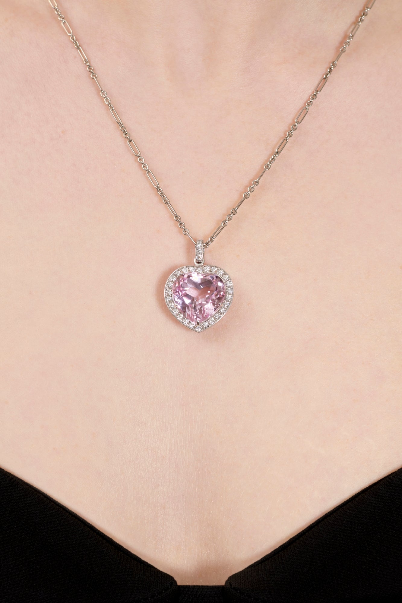A Unique Kunzite & Diamond Heart Pendant