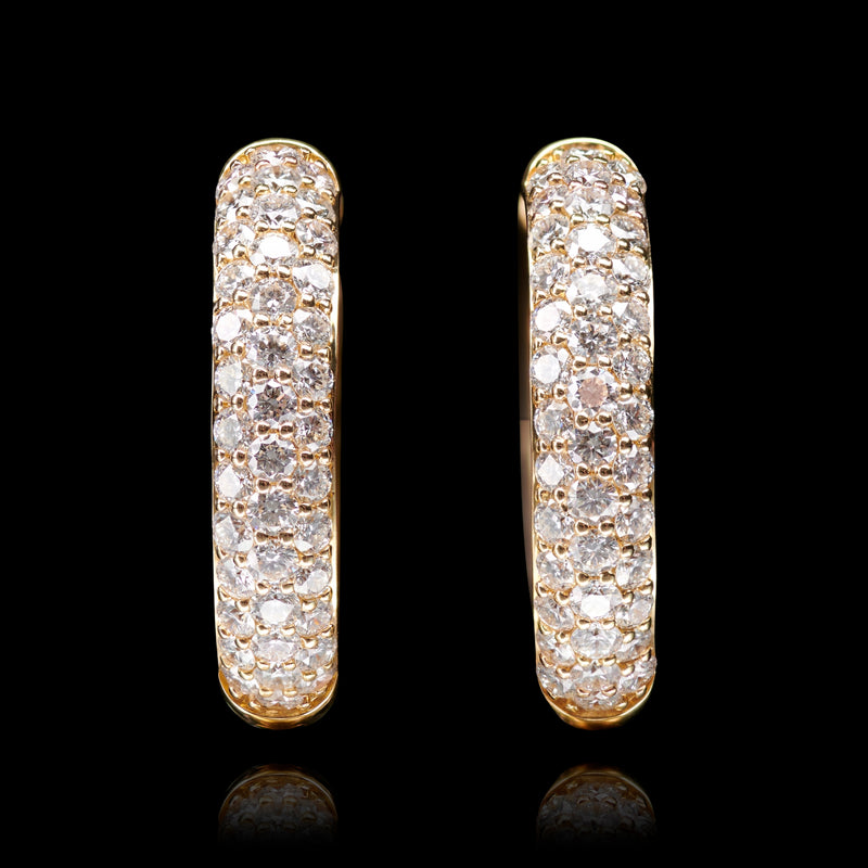 Pavé set Diamond Hoop Earrings all 18 carat Yellow Gold