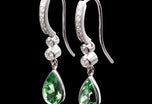 Tsavorite Garnet & Diamond drop earrings all Platinum