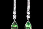 Tsavorite Garnet & Diamond drop earrings all Platinum