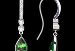 Tsavorite Garnet & Diamond drop earrings all Platinum