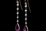 A Pair of very elegant Puple Garnet & Diamond Drop Earrings