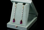 A Pair of very elegant Puple Garnet & Diamond Drop Earrings
