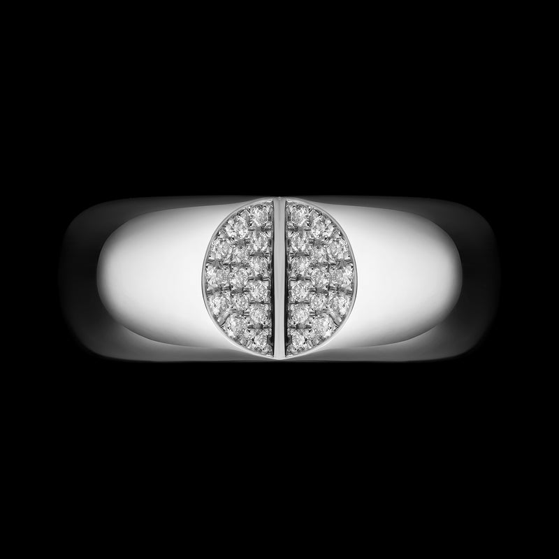 An All 18 Carat White Gold Diamond Segmented Ring with 112 Diamonds