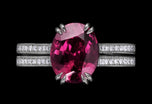A Very Beautiful Ruby Single Stone Ring with Twin Diamond Set Rail Shoulders