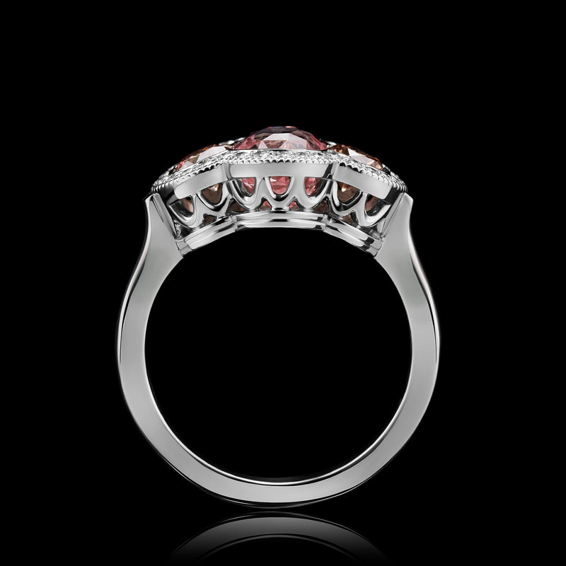 A Padparadscha Sapphire & Pink Diamond Ring