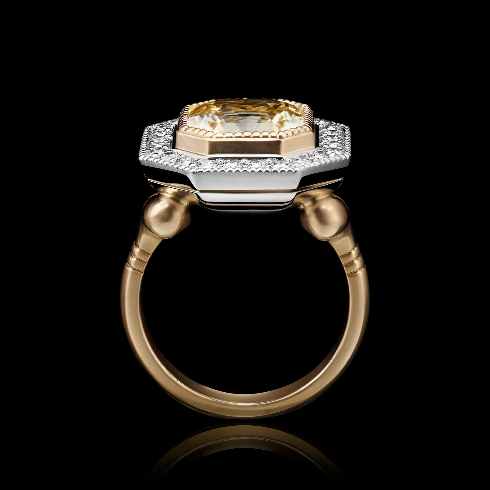 Yellow Sapphire & Diamond Cluster Ring