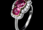 A Burma Ruby & Diamond Triple Cluster Ring