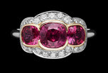 A Burma Ruby & Diamond Triple Cluster Ring