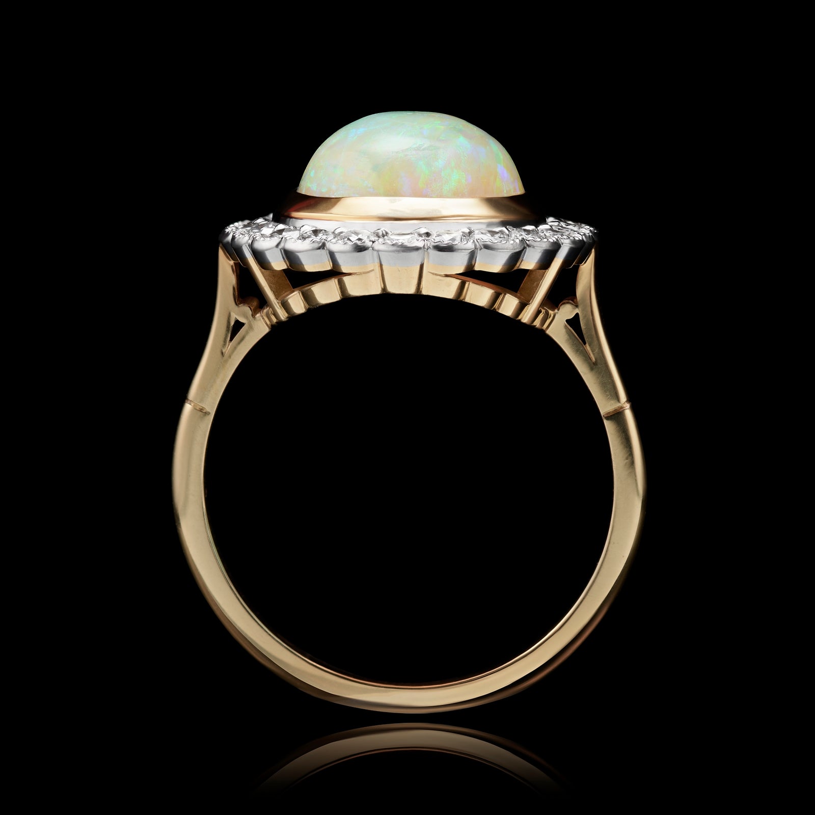 Opal & Diamond Cluster Ring