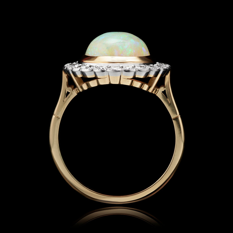 Opal & Diamond Cluster Ring