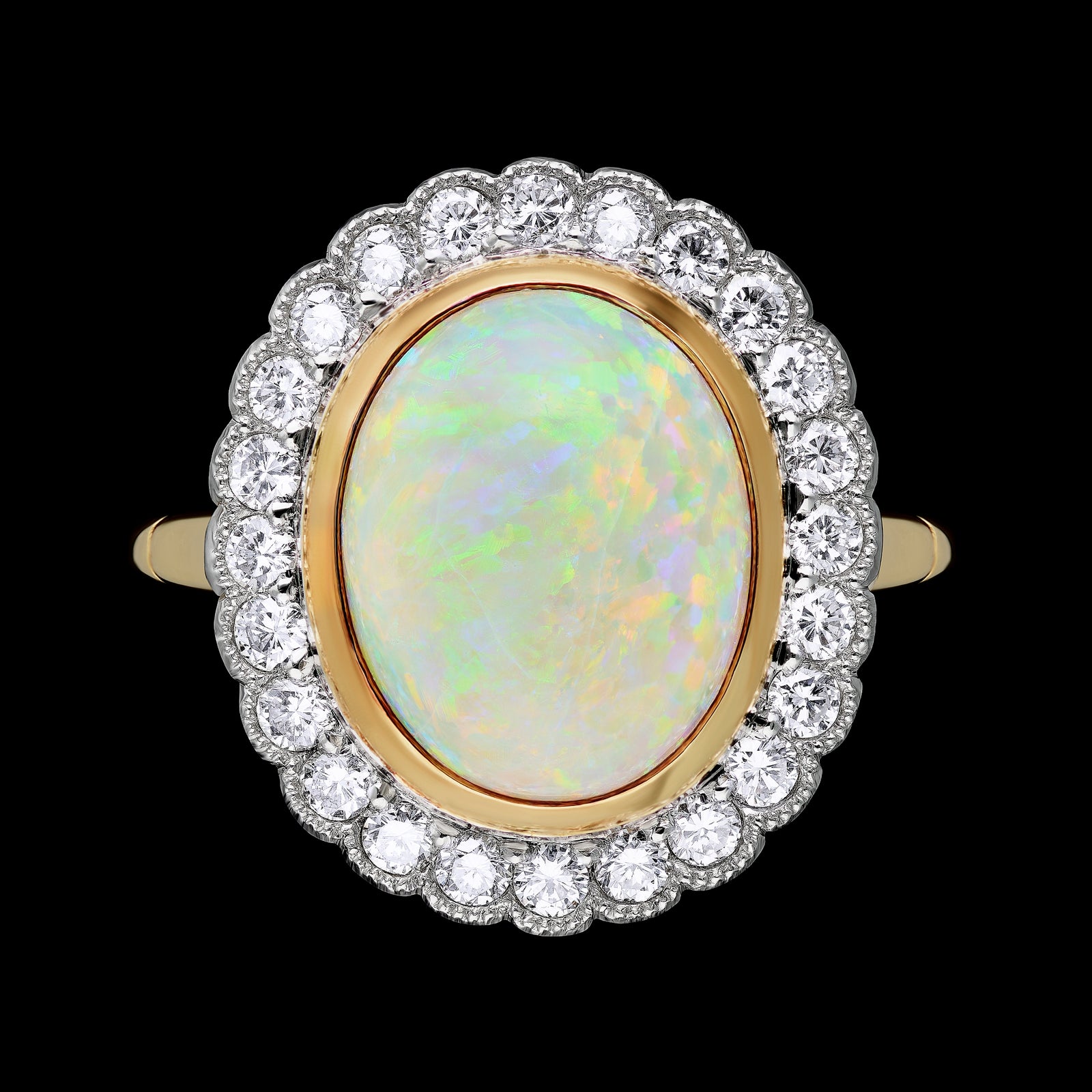Opal & Diamond Cluster Ring