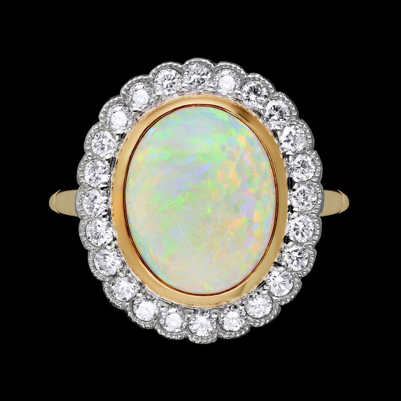 Opal & Diamond Cluster Ring