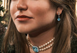 An Exceptional Quality Aquamarine, Diamond & Cultured Pearl two row collar necklet.