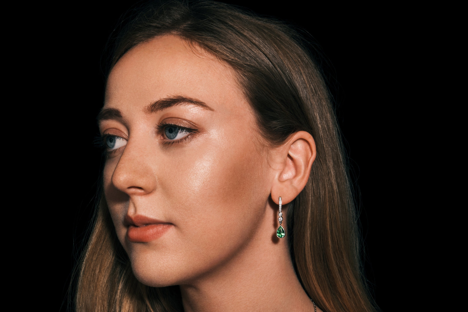 Tsavorite Garnet & Diamond drop earrings all Platinum