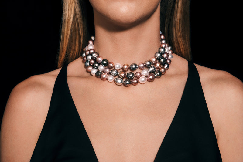 A Striking South Sea & Tahitian Baroque Cultured Pearl Necklet