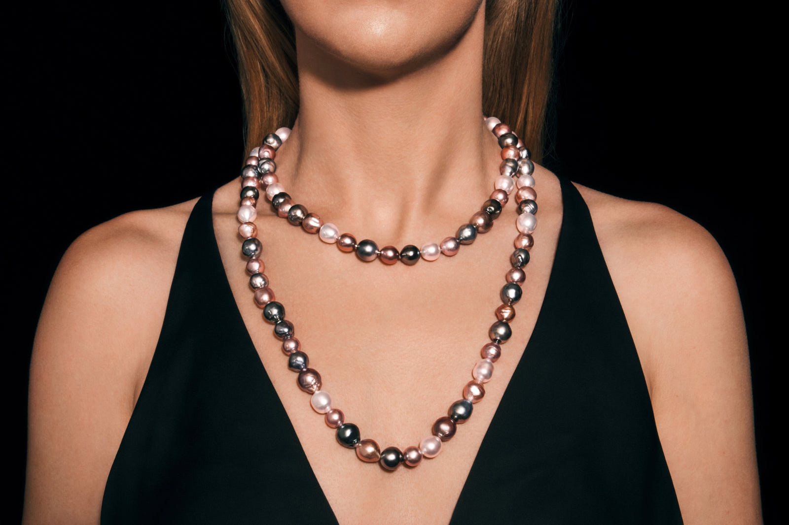 A Striking South Sea & Tahitian Baroque Cultured Pearl Necklet