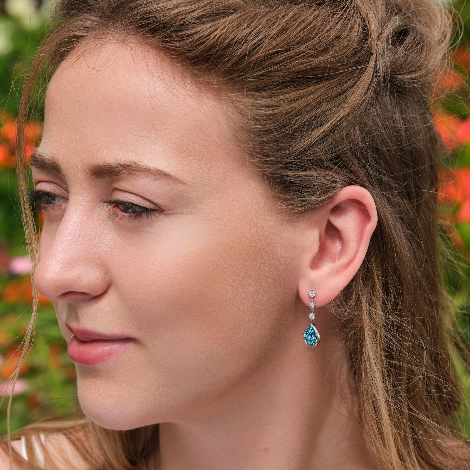 A pair of beautiful Zircon & Diamond Drop Earrings