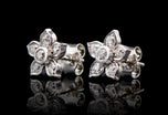 Cinquefoil floral diamond cluster earrings