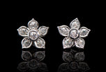 Cinquefoil floral diamond cluster earrings