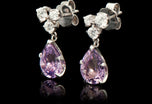A pair of charming lilac sapphire & diamond drop earrings