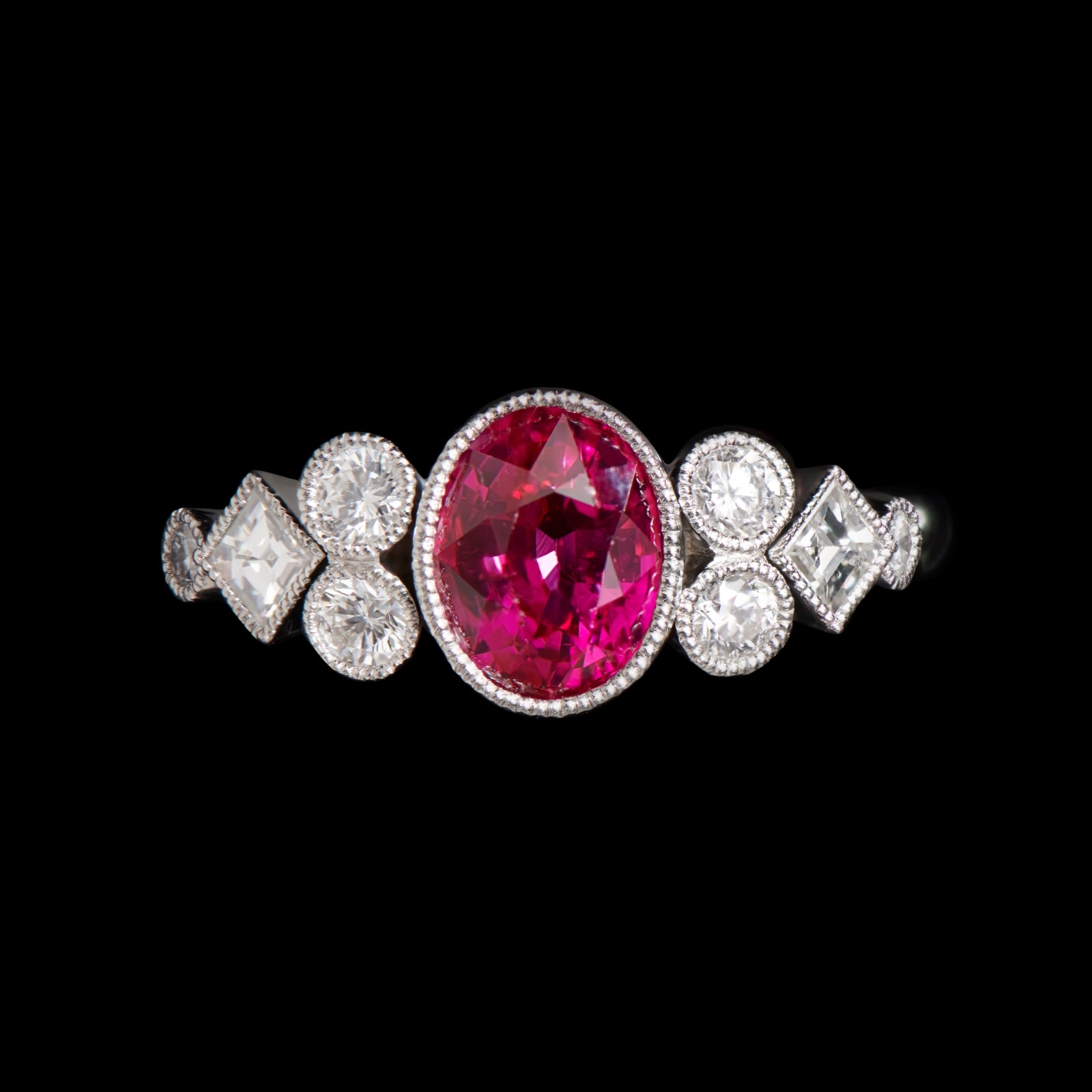 A unique ruby & diamond negligee ring