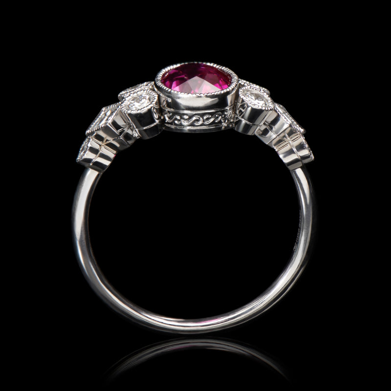 A unique ruby & diamond negligee ring