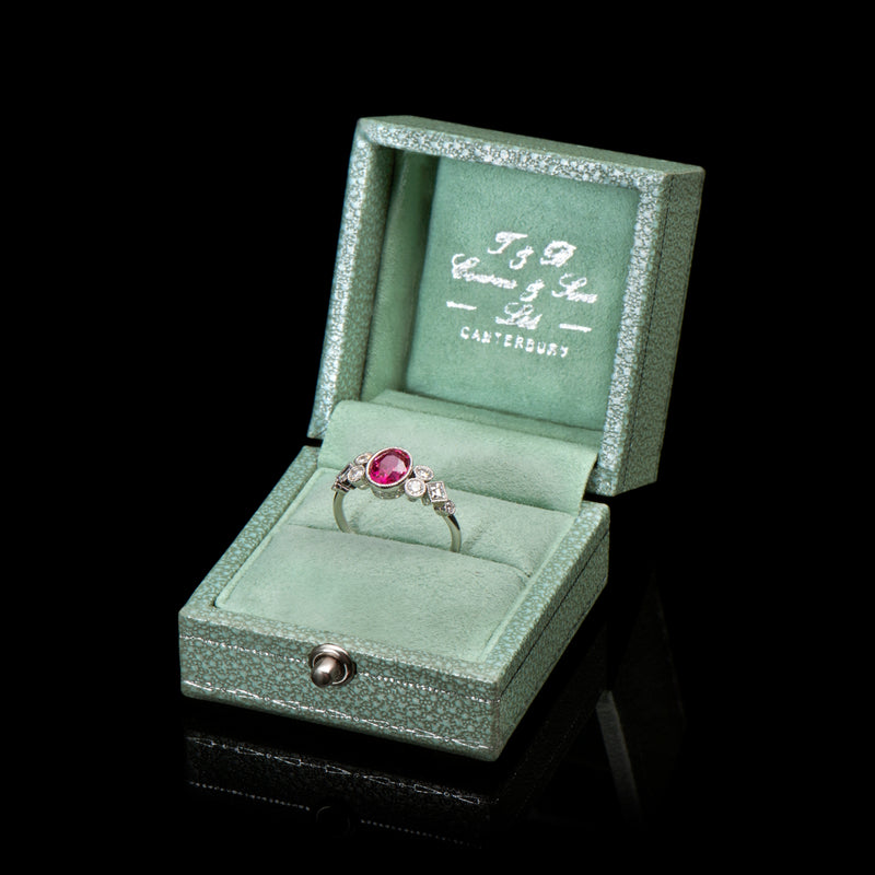 A unique ruby & diamond negligee ring