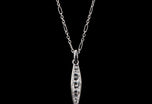 A diamond five stone tonneau baton pendant