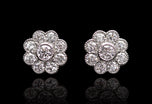 A pair of charming Auricula floral diamond cluster earrings