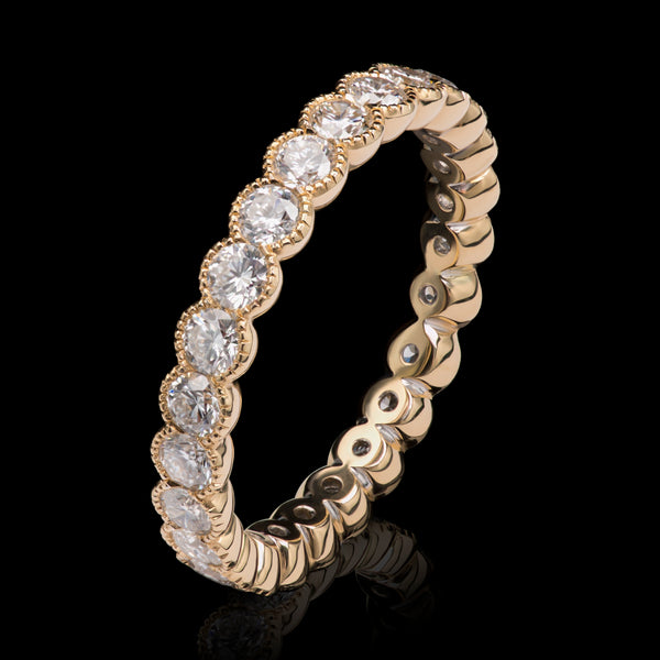 A Diamond Full Eternity Ring with Scalloped Edges, All 18 Carat Yellow Gold