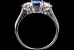 A fine quality sapphire & diamond three stone ring