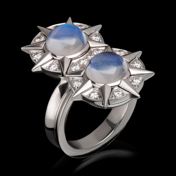 'Supanova' A unique moonstone & diamond ring