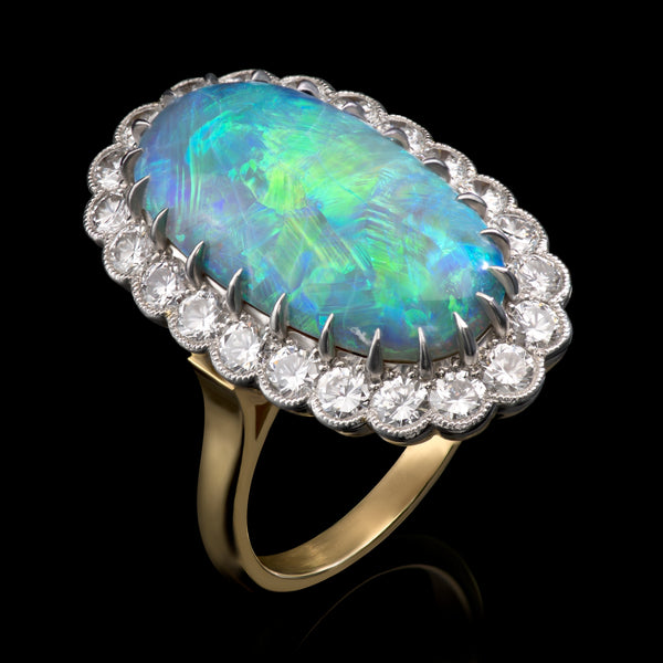 A Magnificent Opal & Diamond Cluster Ring