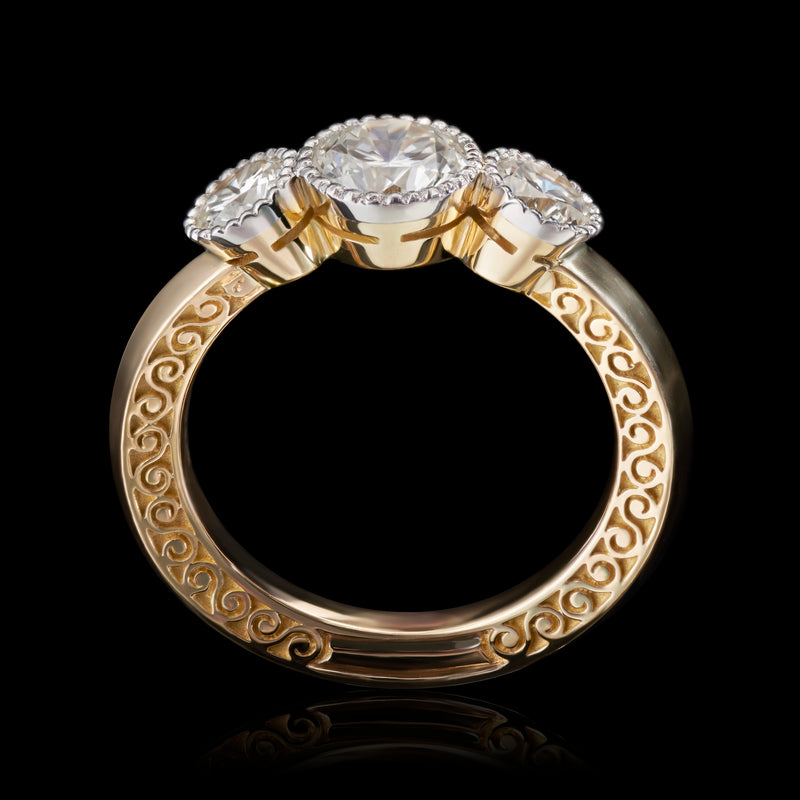 A Unique Classic Diamond Three Stone Ring