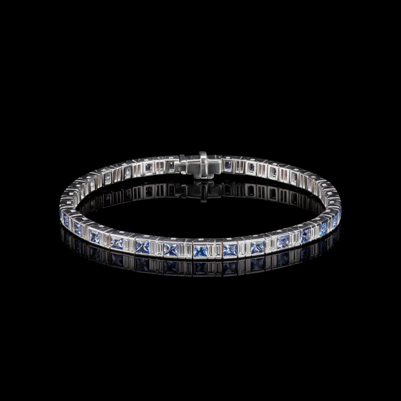 An Art Deco Inspired Sapphire & Diamond Line Bracelet