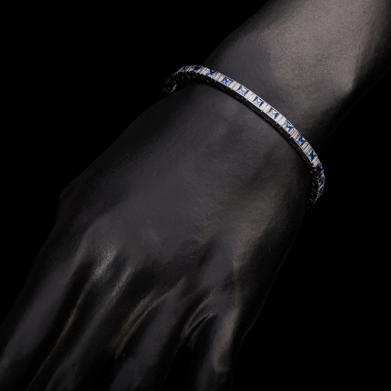 An Art Deco Inspired Sapphire & Diamond Line Bracelet