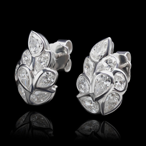 A Pair of Marvellously Naturalistic Diamond Foliate Cluster Earrings