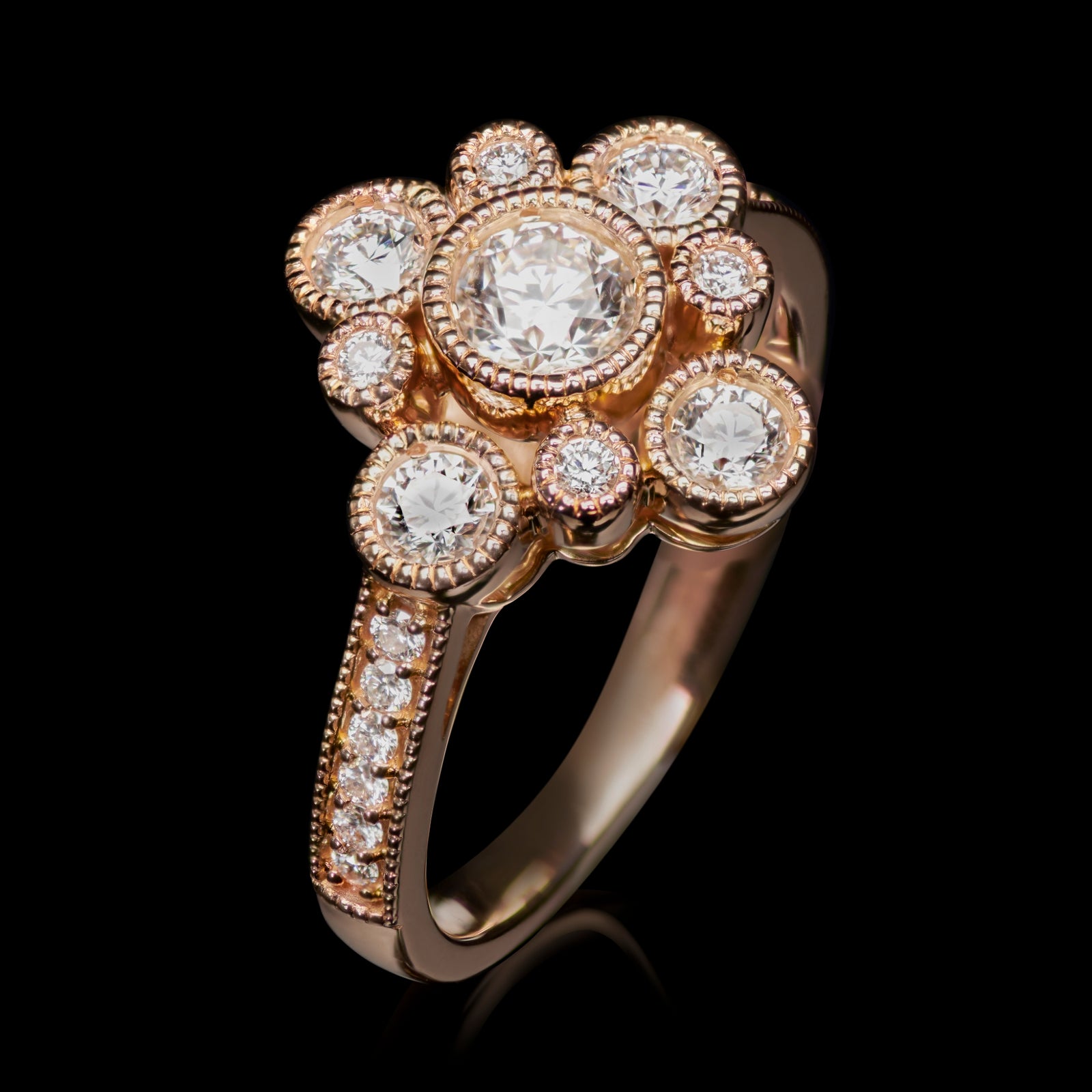 A Beautiful & Unusual Cruciform Diamond Cluster Ring, influenced by Tudor Ring Design