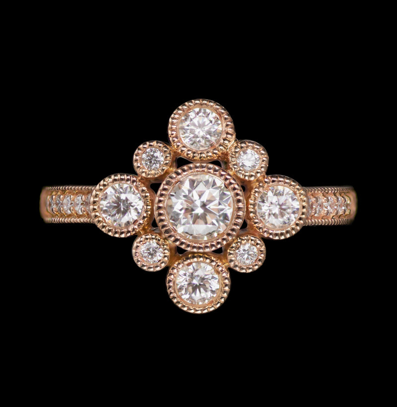 A Beautiful & Unusual Cruciform Diamond Cluster Ring, influenced by Tudor Ring Design