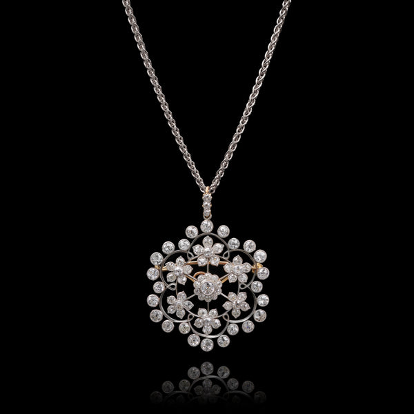 An Extremely Elegant Edwardian all Diamond Pendant Brooch