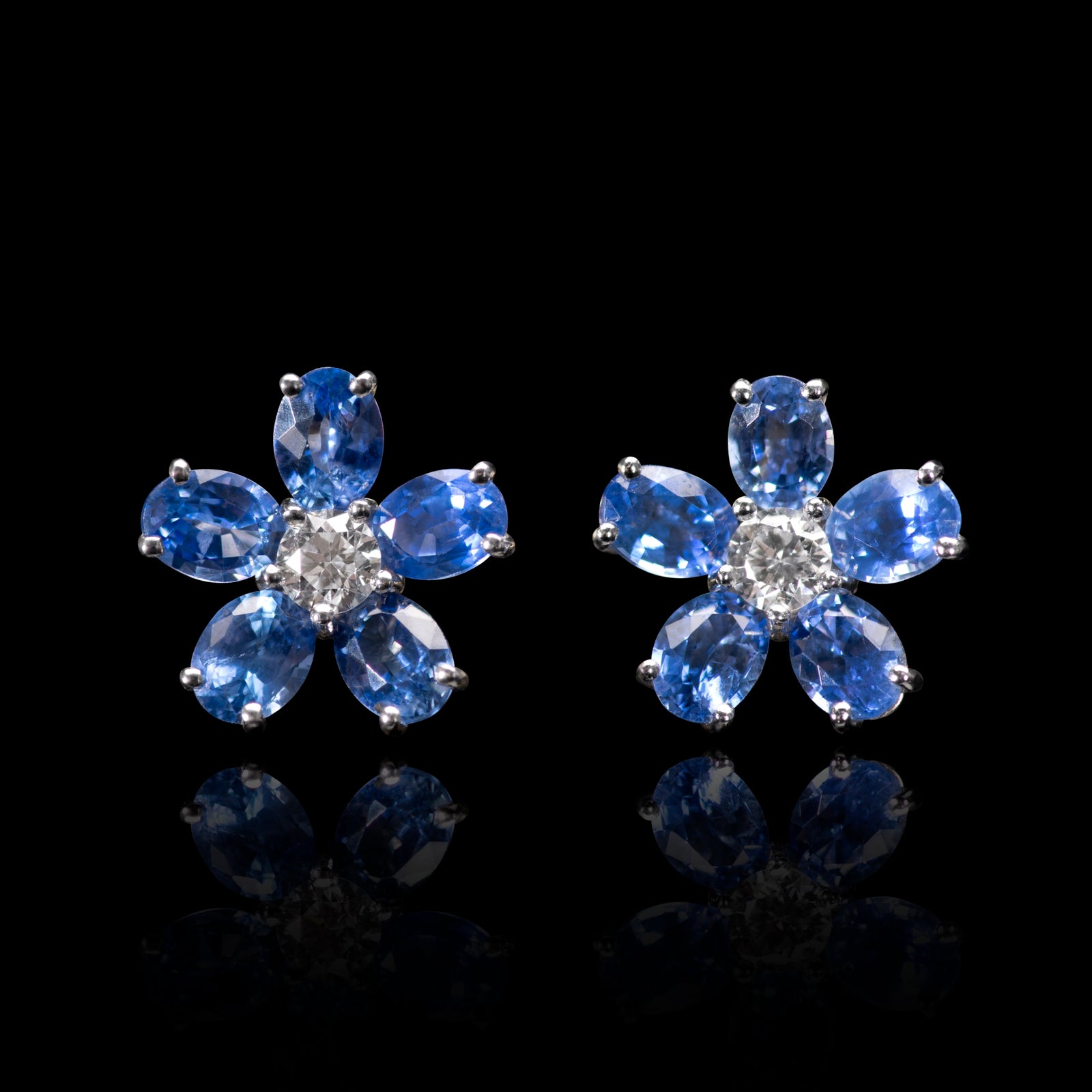 Wild Flower Sapphire & Diamond Cluster Earrings