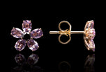 Amethyst & Black Diamond Floral Cluster Earrings