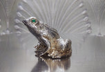 Silver Frog with emerald eyes